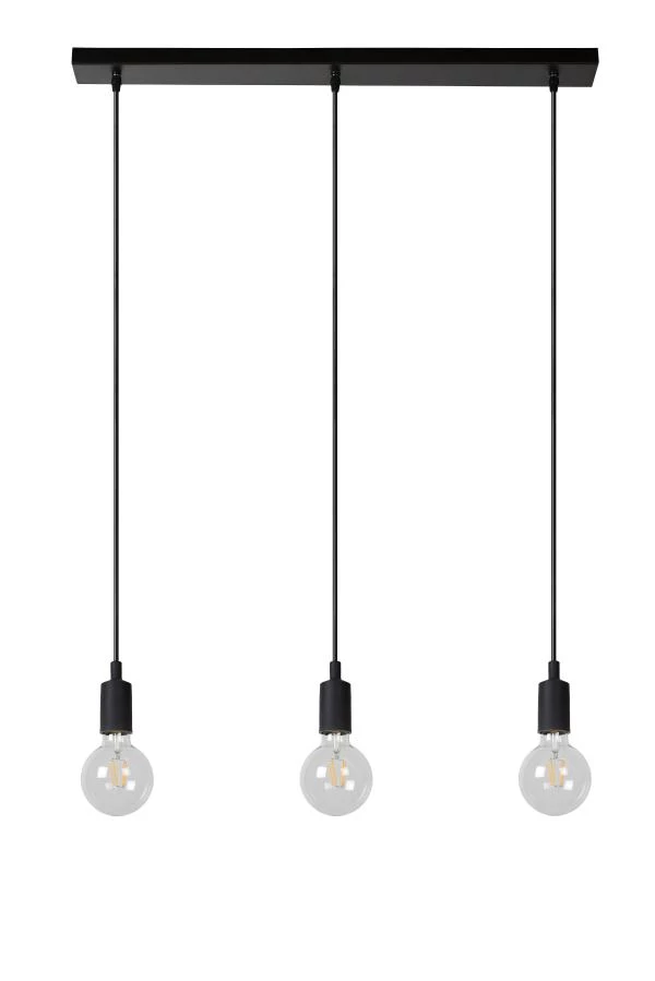 Lucide FIX - Pendant light - 3xE27 - Black - turned off